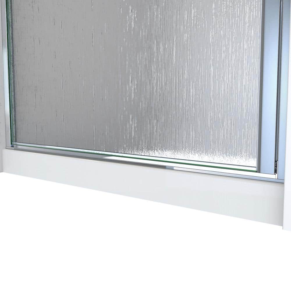 Brushed Nickel Semi-Frameless Swing Shower Door with Rain Glass
