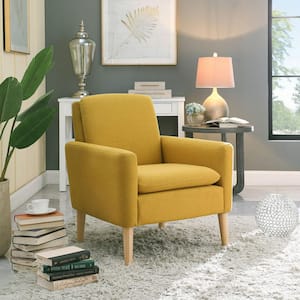29 in. Wide Yellow Modern Linen Accent Single Armchair