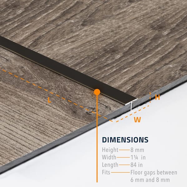Matte Black 8mm x 84 in. Aluminum T-Mold Floor Transition Strip