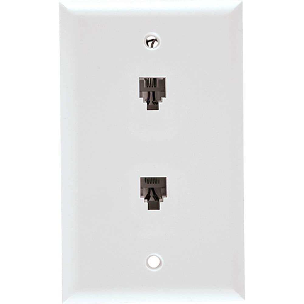 GE 2 Gang Dual Wall Jack Wall Plate-white 76251 - The Home Depot