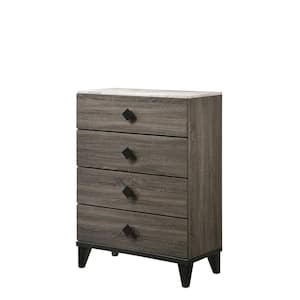 Avantika 4-Drawer Faux Marble Top and Rustic Gray Oak Chest of Drawer 45 in. x 31 in. x 15 in.