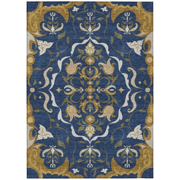 Chantille Machine Washable Indoor/Outdoor Abstract ACN2625 Navy 5 ft. x 7 ft. 6 in. Area Rug