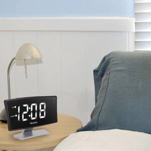 1.8 in. White Curved LED Alarm Clock