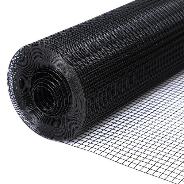 48 in. x 100 ft. 19-Gauge Black Reinforced Vinyl Wire Mesh for Garden Fencing and Pet Enclosures, Precision Welding