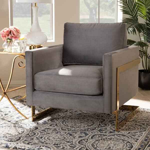 Baxton Studio Matteo Gray and Gold Fabric Armchair 156 9783 HD