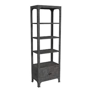 Chatham 26 in. Wide Gray-Charcoal 3 Shelf One Drawer Wood Etagere Bookcase