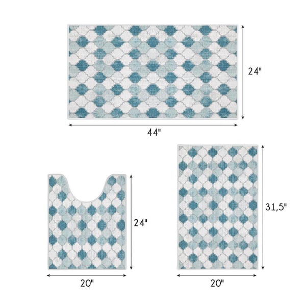 SUSSEXHOME Gray-Blue Color Geometric Trellis Design Cotton Non