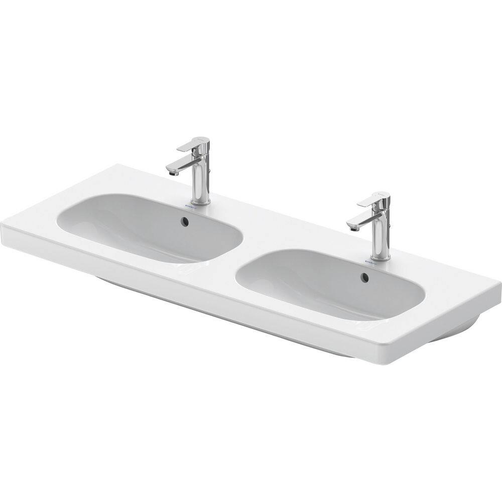 Modish White Ceramic 47" Wall Mount Bathroom Sink with Overflow