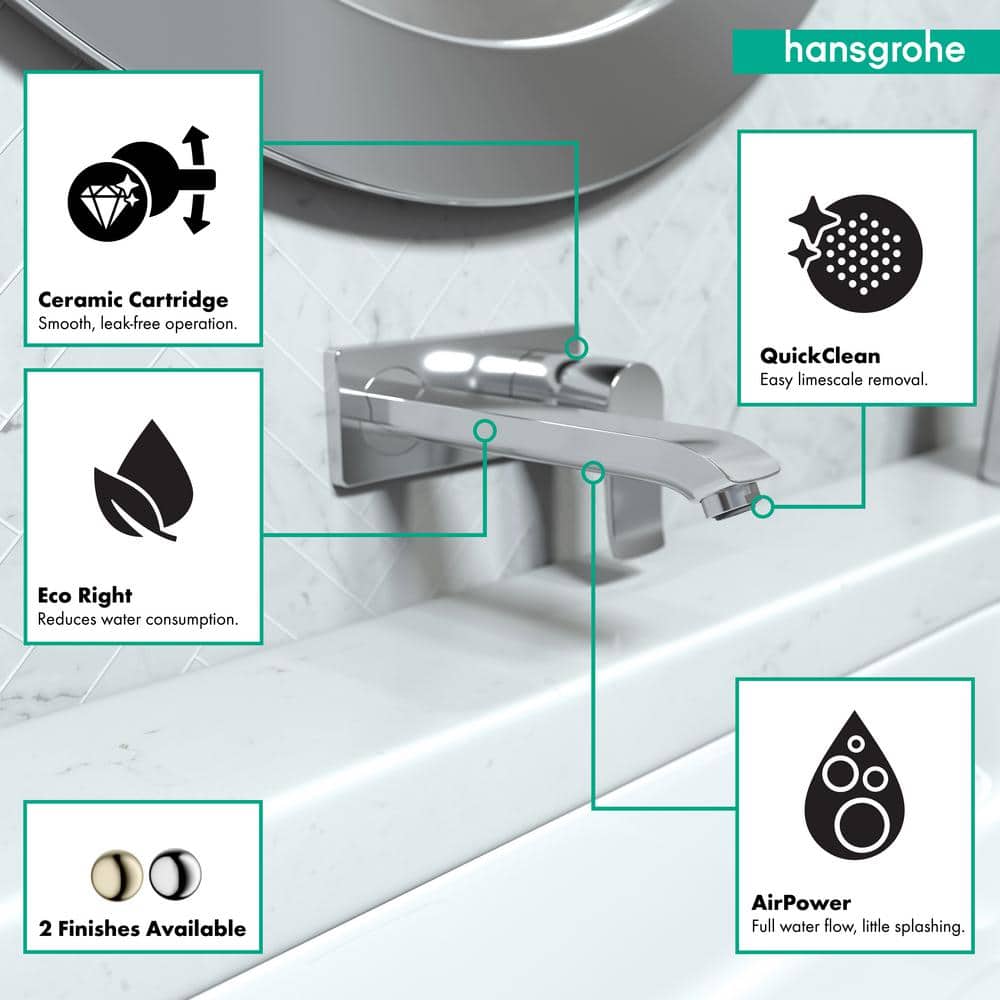 Chrome Wall Mounted Single Handle Bathroom Faucet