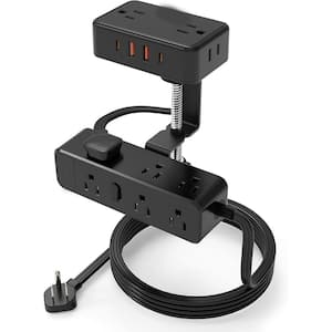 Dual Layer Desk Clamp Power Strip, Desktop Edge Mount Charging Station with 13 Outlets 4 USB Ports (2 USB C) (Black)