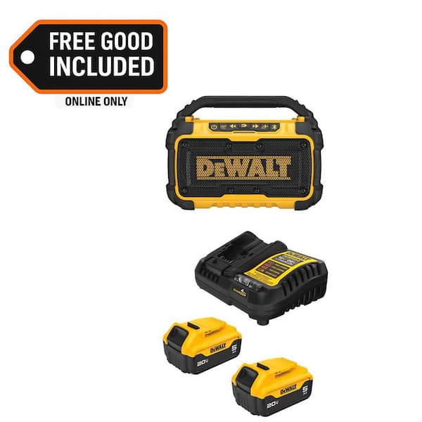 20-Volt MAX Lithium-Ion Cordless Bluetooth Speaker with (2) 5.0 Ah Batteries and Charger