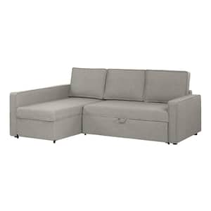 Live-it Cozy 1-Piece Gray Fog Polyester Sectional Sofa with Reversible Sleeper and Removable Cushions
