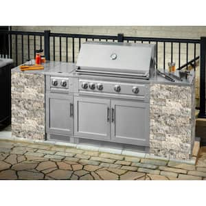 Signature Series 125.16 in. x 25.5 in. x 57.5 in. 9-Piece Outdoor Kitchen Cabinet Set with Natural Gas 40 in. Grill