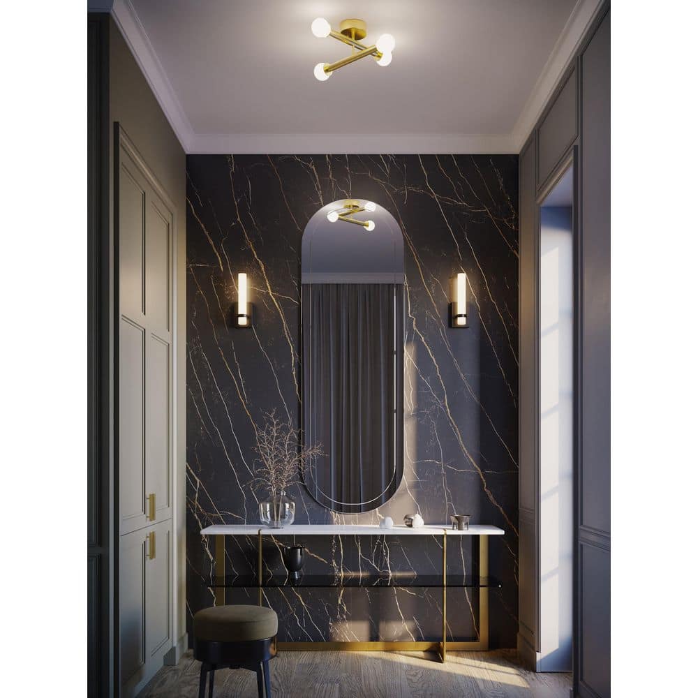 Lane 20 in. 4-Light Light Antique Brass Globe Integrated LED Flush Mount with White Glass Shade price history on PriceWatchPro
