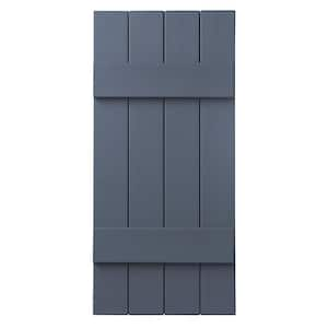 15 in. x 35 in. Polypropylene 4 Board Closed Board and Batten Shutter Pair in Blue