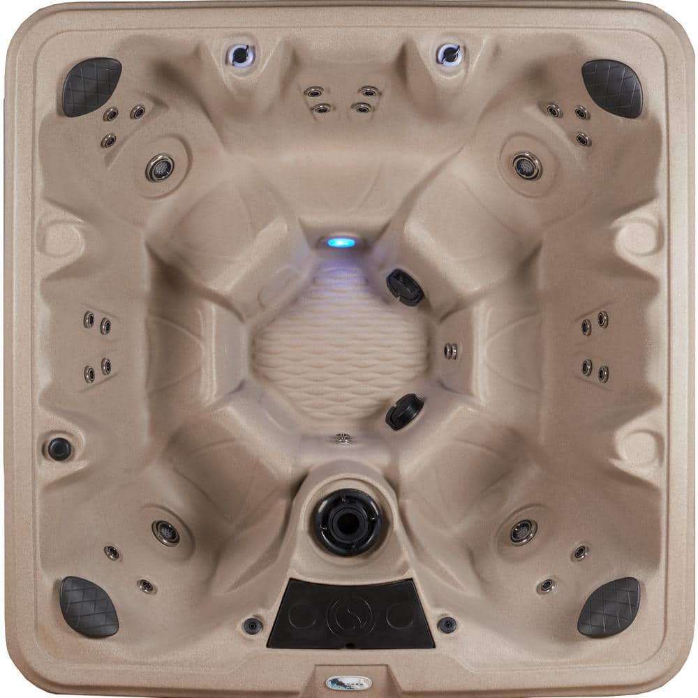 Cobblestone and Brown Square 6-Person Polyethylene Hot Tub