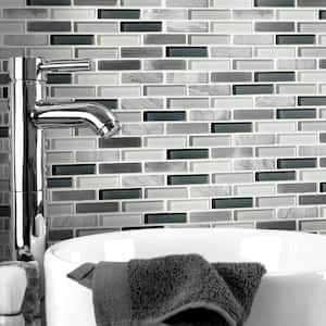 Helsinki 12.76 in. x 12.05 in. Brick Joint Polished & Brushed Marble, Glass & Metal Mosaic Tile (1.07 sq. ft./Each)