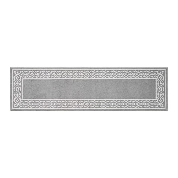 Laura Ashley Lorreta Two-tone Light Gray/Ivory 2 ft. x 6 ft. Tufted Border Polypropylene Area Rug