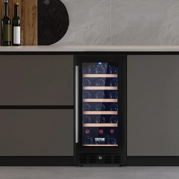 Wine Cooler 15in.W Dual Zone 30-Win 41-71.6℉ Bottles Capacity Beverage and Wine Refrigerator w/ White LED Light in Black