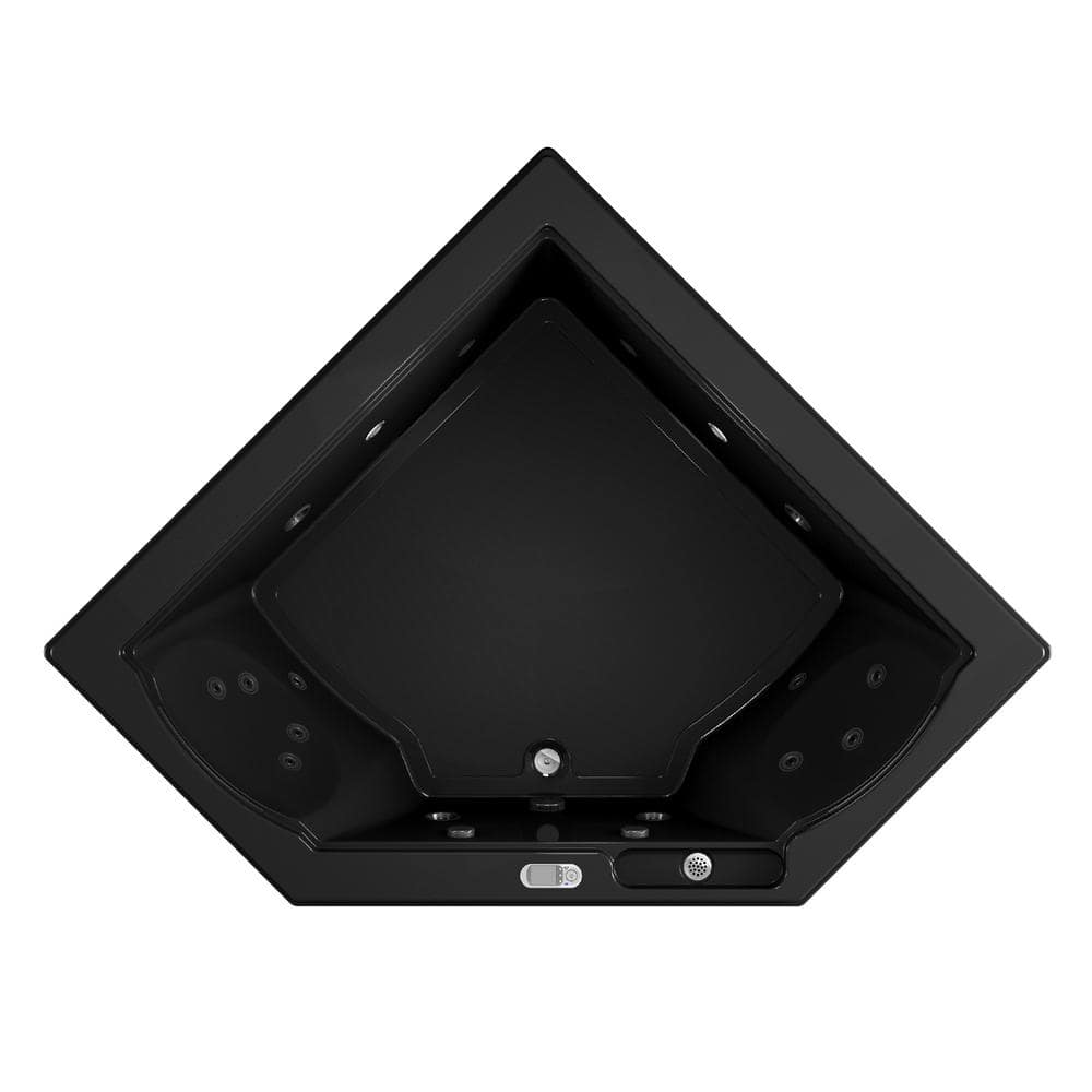 FUZION 65.75 in. x 65.75 in. Rectangular Whirlpool Bathtub with Center Drain in Black price history on PriceWatchPro