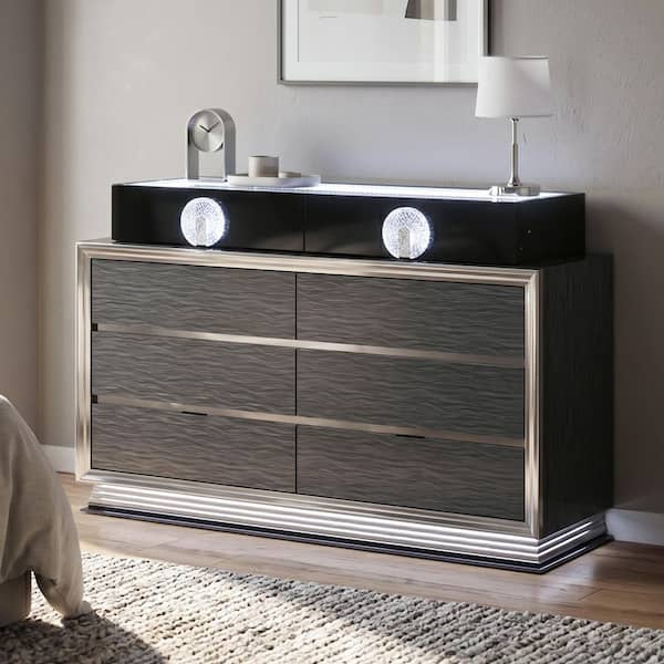 grey dresser with led lights Furniture of America Elvor Solid Wood 8-Drawer in Dark Gray led lights on bed frame
