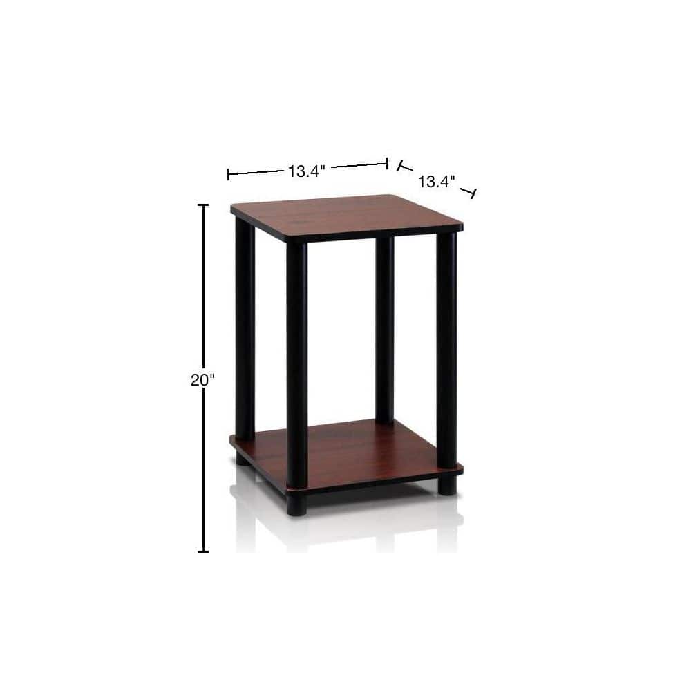 Compact Modern Dark Cherry & Black Square End Table with Shelf