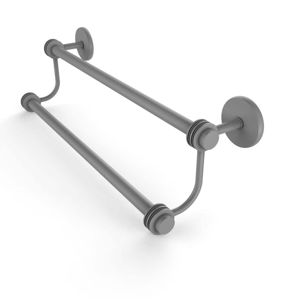 Allied Brass Satellite Orbit Two 24 in. Wall Mounted Double Towel Bar with Dotted Accent in Matte Gray