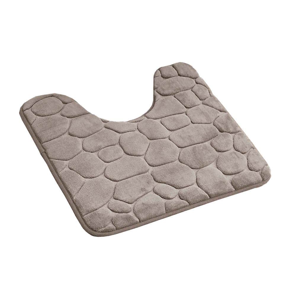 Taupe Memory Foam U-Shaped Contour Bath Rug with Pebble Design