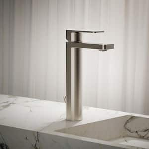 Parallel Tall Single-Handle Single Hole Bathroom Faucet in Vibrant Brushed Nickel