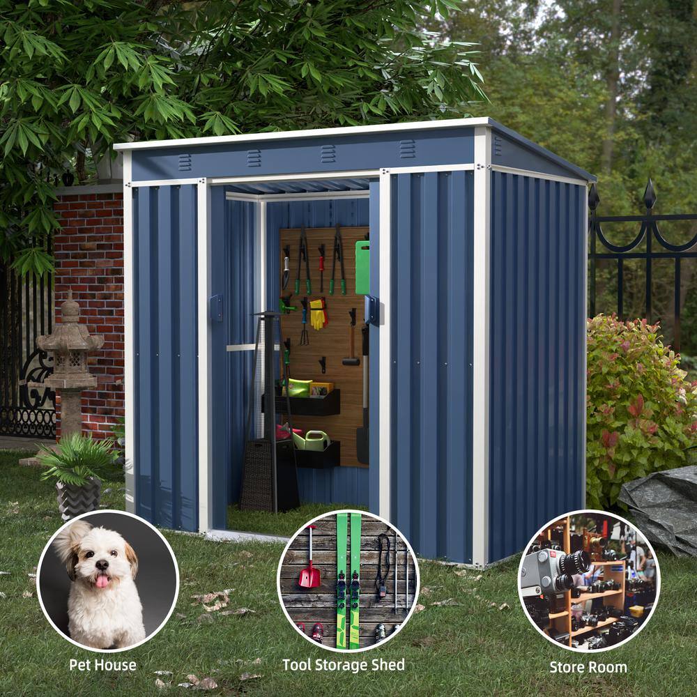71.49 in. W x 72.83 in. H x 49.21 in. D Multifunctional Outdoor Metal Storage Shed, Freestanding Cabinet in Blue price history on PriceWatchPro