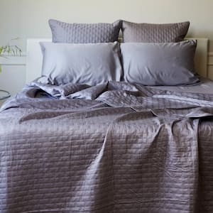 Luxury 100% Viscose from Bamboo Quilted Coverlet, Queen - Platinum