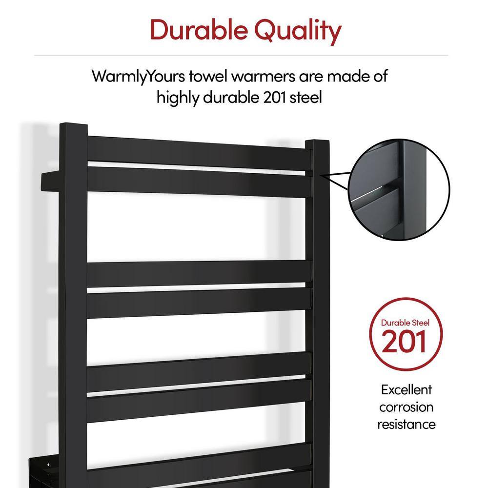 Maple 8-Bar Matte Black Stainless Steel Wall Mounted Towel Warmer