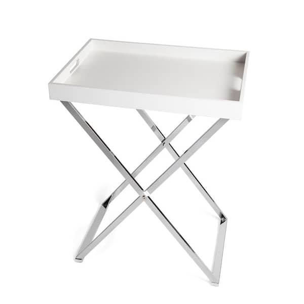 DANYA B 21.25 in. Rectangular White End Table with Removable Tray