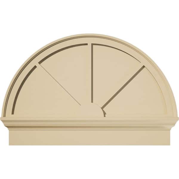 Ekena Millwork 34 in. W x 23-3/4 in. H x 2-3/4 in. P Half Round 3 Spoke Signature Urethane Combination Pediment, Primed Tan