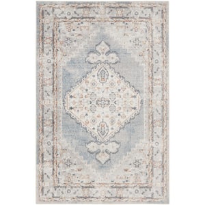 Astra Machine Washable Light Blue 2 ft. x 4 ft. Distressed Traditional Area Rug