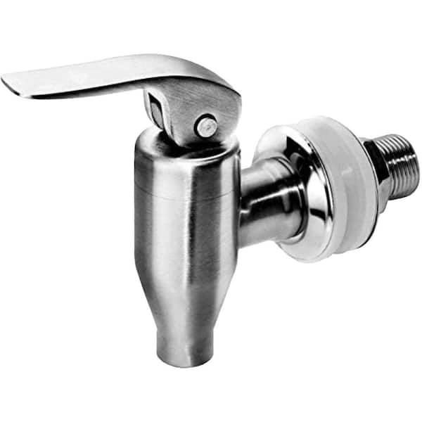 1 Handle Beverage Faucet with Push Style Spigot Polished Stainless Steel Finish for Water Dispenser Systems Silver