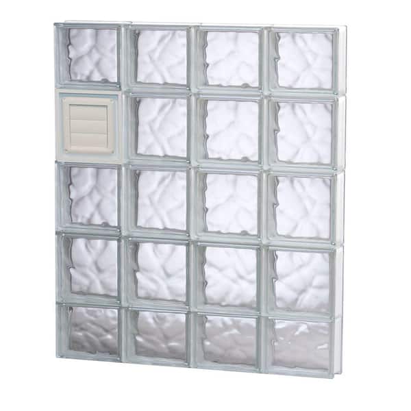 Clearly Secure 31 in. x 36.75 in. x 3.125 in. Frameless Wave Pattern Glass Block Window with Dryer Vent