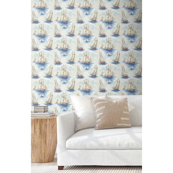 Set Sail Atlantic Novelty Vinyl Peel and Stick Wallpaper Roll (Covers 30.75 sq. ft.)