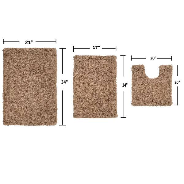 HOME WEAVERS INC Radiant Collection 100% Cotton Bath Rugs Set, 3-Pcs Set  with Contour, Ivory BRA3PC172120IV - The Home Depot