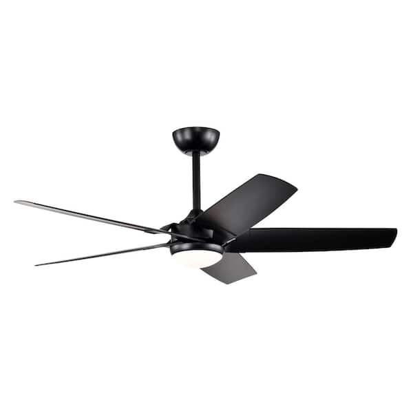 Warehouse of Tiffany Angus 52 in. 1-Light Indoor Matte Black Finish Ceiling Fan with Light Kit