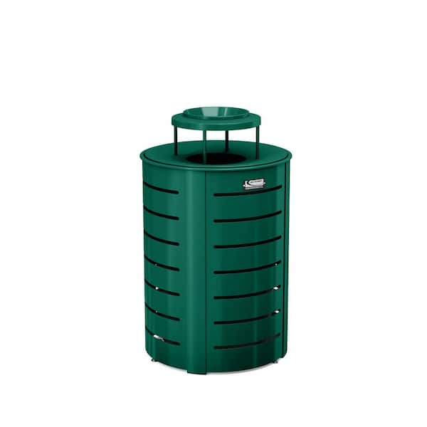 Suncast Commercial 35 Gal. Green Metal Commercial Trash Can with Lid