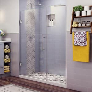 Belmore 57.25 in. to 58.25 in. x 72 in. Frameless Hinged Shower Door in Chrome