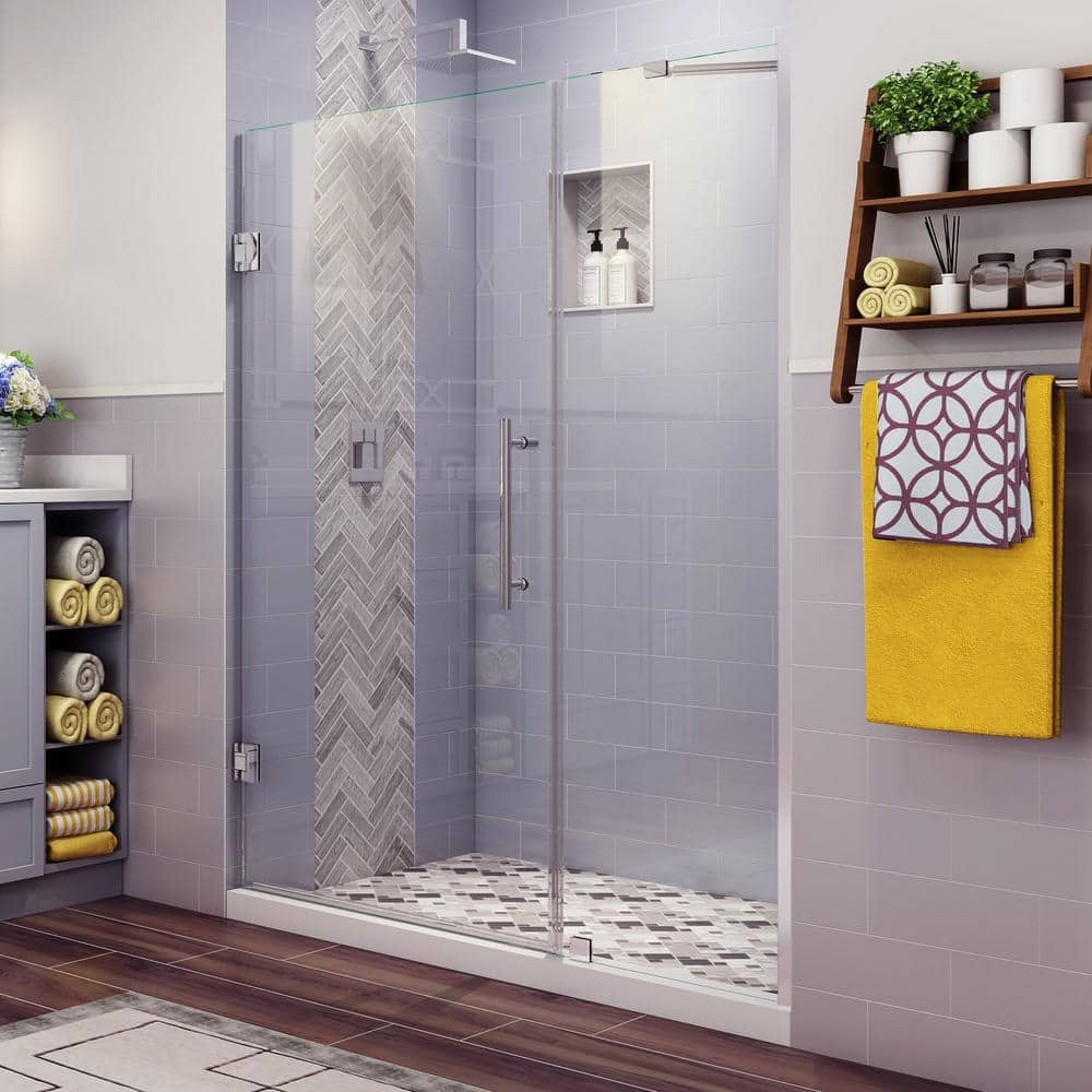 Belmore 58.25 in. to 59.25 in. x 72 in. Frameless Hinged Shower Door in Chrome price history on PriceWatchPro