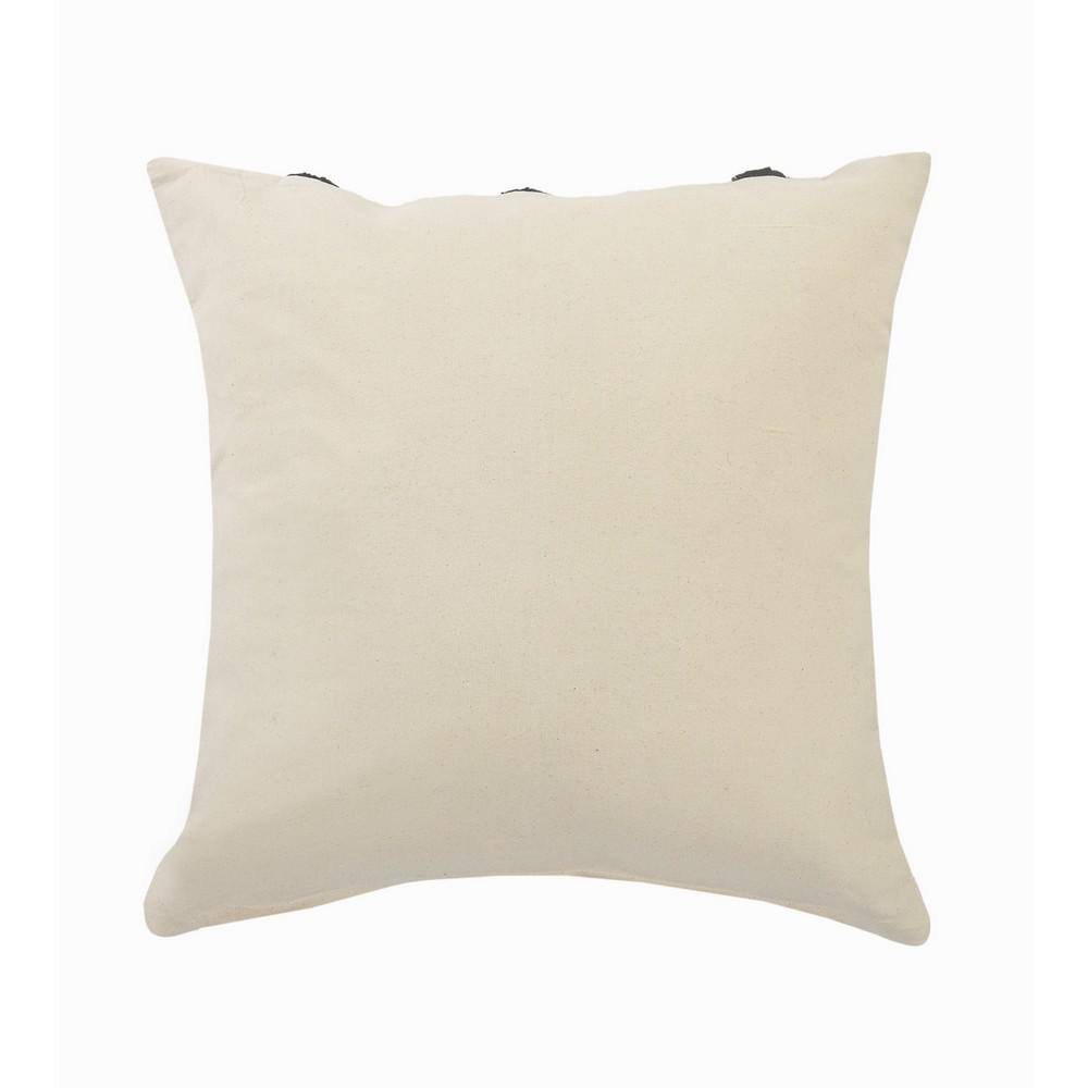 Herringbone Black & Cream Tufted Striped 20" Square Throw Pillow