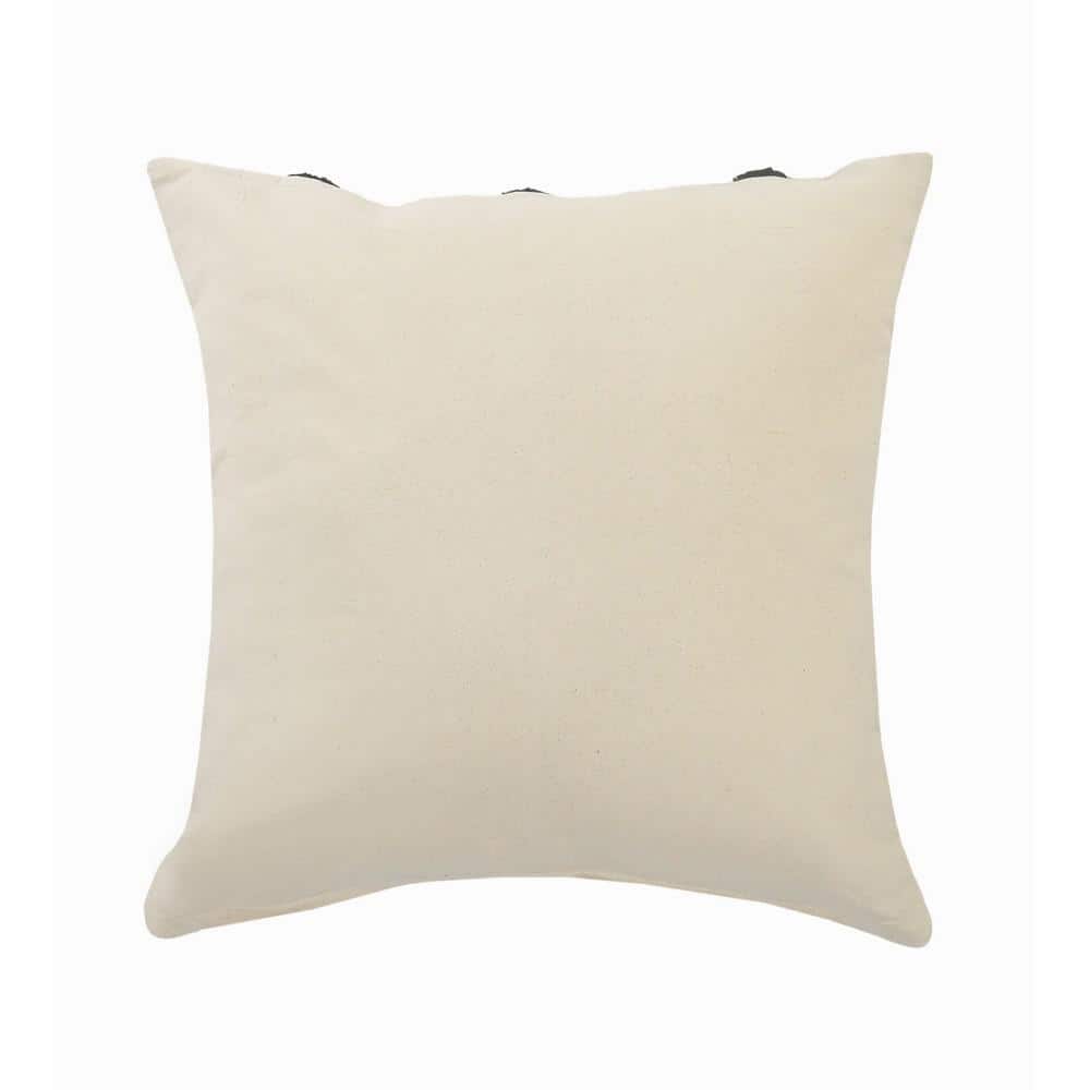 Herringbone Black & Cream Tufted Striped 20" Square Throw Pillow