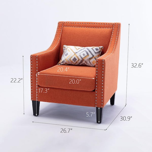 Lucky One Orange Rivet Modern Upholstered Arm Chair Cm 740 Og The Home Depot