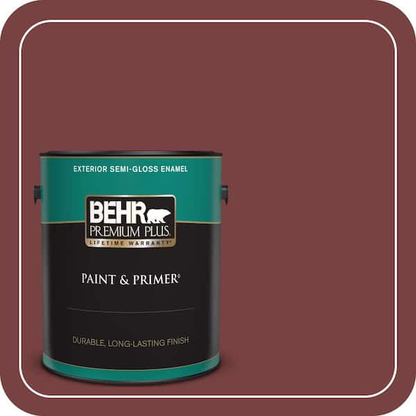 BEHR PREMIUM PLUS 1 gal. #PPF-01 Tile Red Semi-Gloss Enamel Exterior Paint & Primer