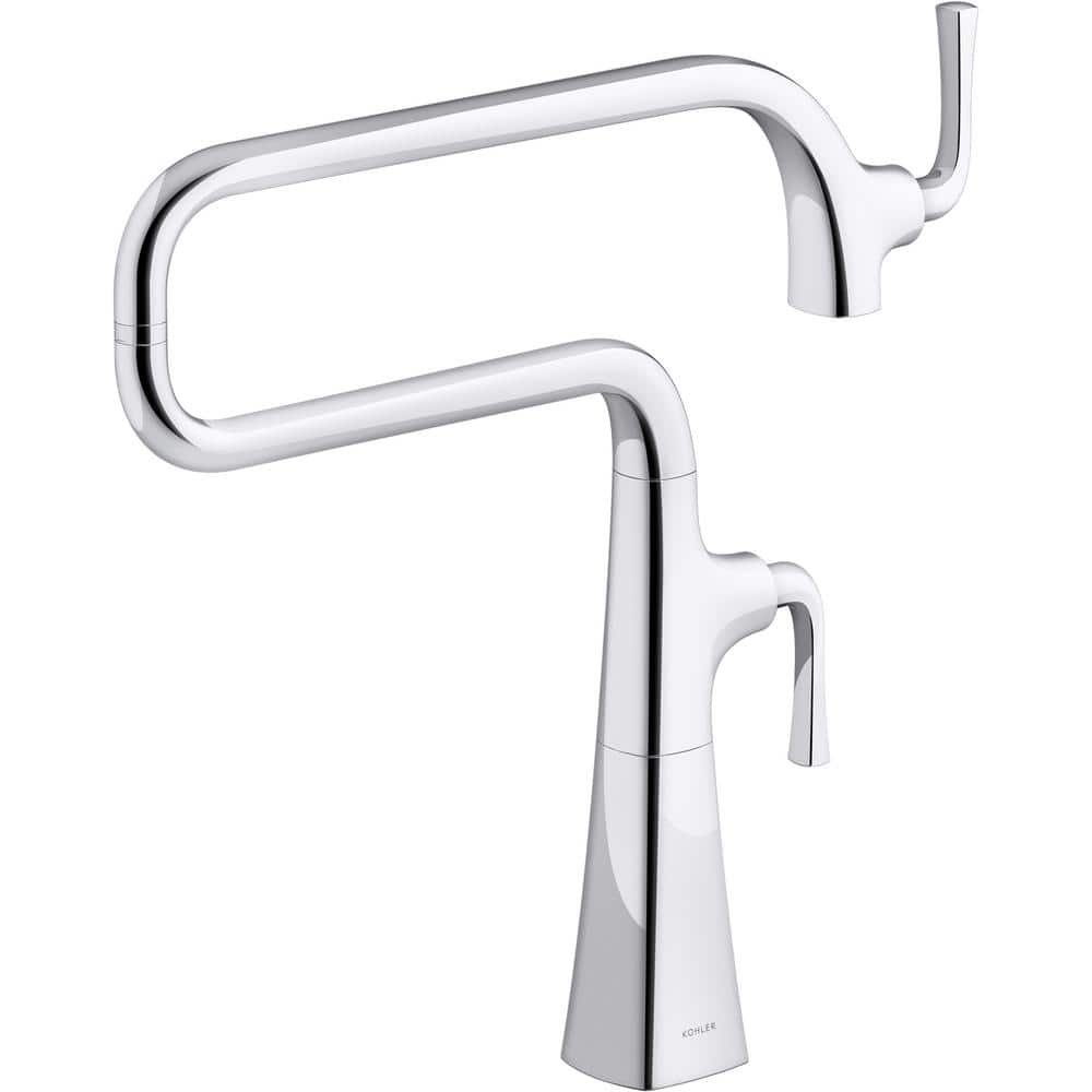 KOHLER Graze Deck Mount Pot Filler Kitchen Faucet in Polished Chrome