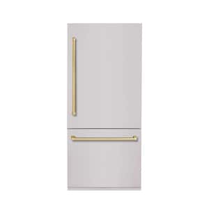 BOLD 36 In. Built-In BM36 RH-HINGE - PNL and HDL in STAINLESS STEEL with BRASS TRIM