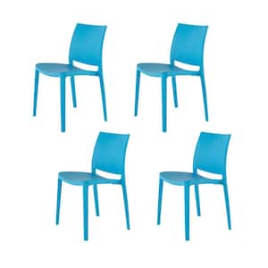 Sensilla Blue Stackable Resin Outdoor Dining Chair (4-Pack)